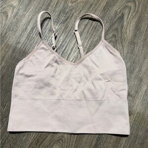 Z by Zella Ribbed Seamless Bralette in Light Pink size S